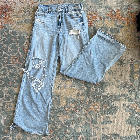 American Eagle Outfitters Denim - American Eagle Outfitters Light Blue Distressed Boyfriend Jeans